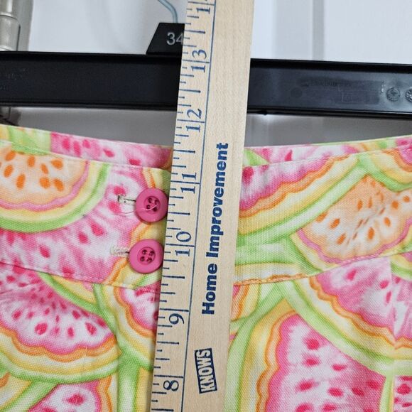 Talbots Watermelon Capri High-Rise Pants Women's 10 (30x18.5) White Pink Green - Picture 6 of 8